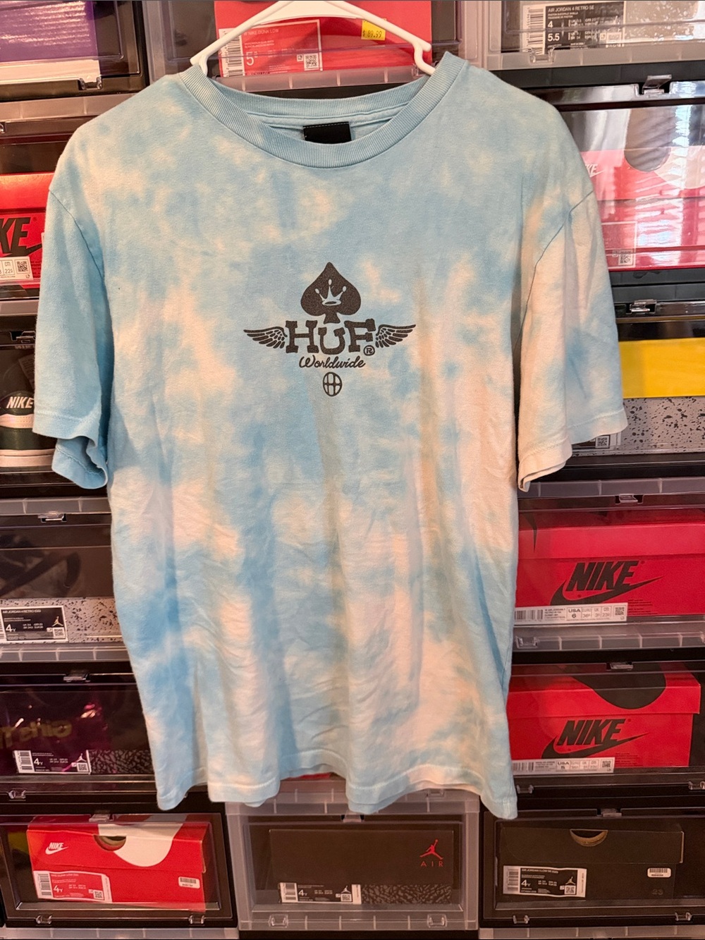 HUF Tie-Dye Logo Tee - Light Blue & Cream